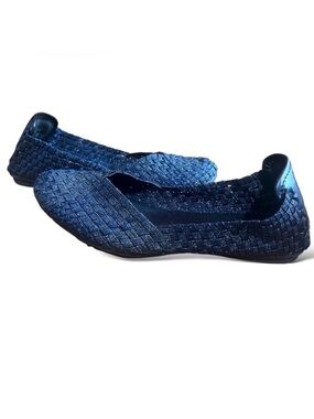 Roebuck & Co Ballet Flats Blue Shimmer Slip on Flat Shoes Women’s Size 6 EUC
